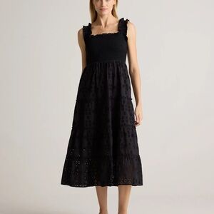 Quince 100% Organic Cotton Eyelet Smocked Midi Dress size medium